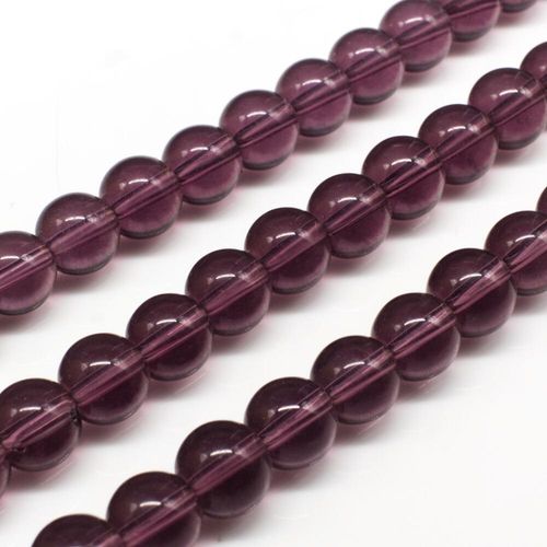 Glass Beads 8mm Round   Purple 14" String for jewellery making