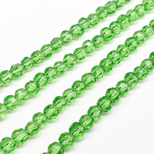 Glass Beads 4mm Facet Round   Lime Green 14" String for jewellery making