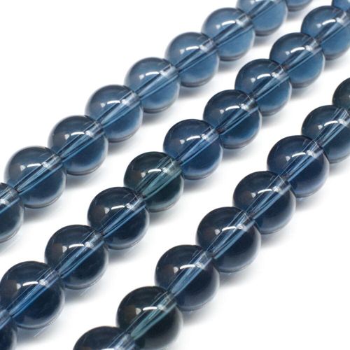 Glass Beads 8mm Round   Sapphire Blue 14" String for jewellery making