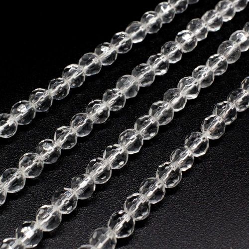Glass Beads 4mm Facet Round   Clear 14" String for jewellery making