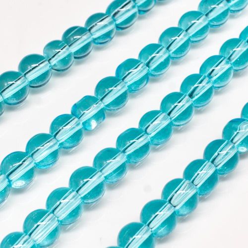 Glass Beads 6mm Round   Aqua 14" String for jewellery making