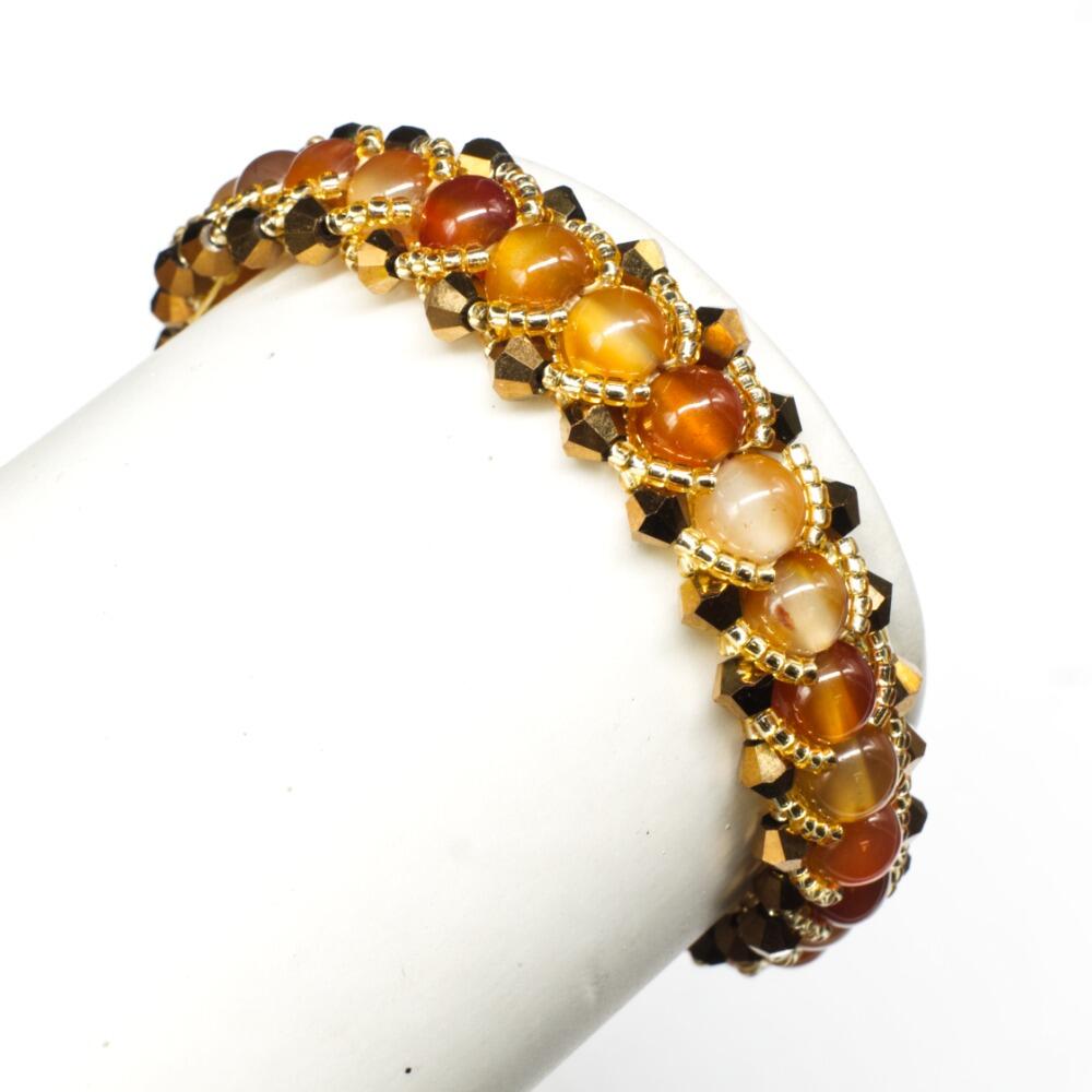 Flat Spiral Beaded Bracelet Carnelian