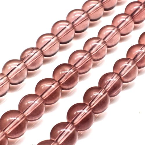 Glass Beads 8mm Round   Pale Amethyst 14" String for jewellery making