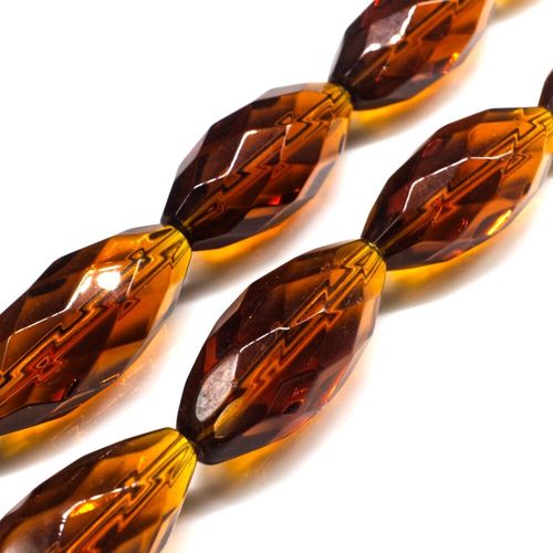 Glass Beads 30mm Facet Rice   Brown 5pcs for jewellery making