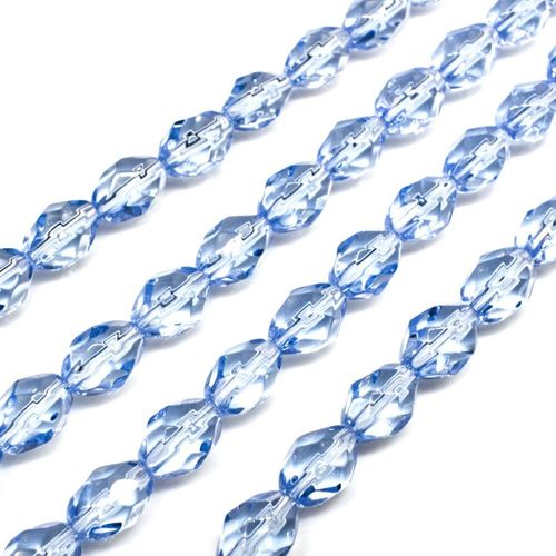 Glass Beads 7mm Facet Rice   Blue 14" String for jewellery making