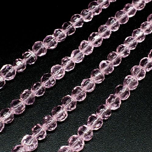 Glass Beads 4mm Facet Round   Pink 14" String for jewellery making