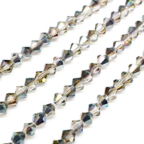 4mm crystal bicone beads clear rainbow — faceted for jewelry making and beadwork