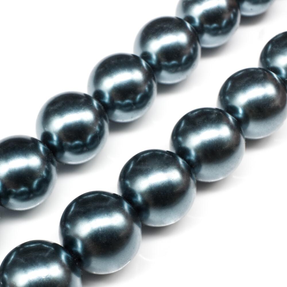 Glass Pearl Round Beads 16mm - Dark Steel Blue | Craft, hobby ...