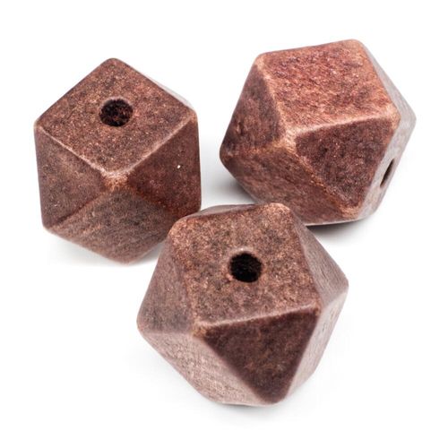 Wooden Bead   Facet Cube 20mm Brown 8pcs for jewellery making