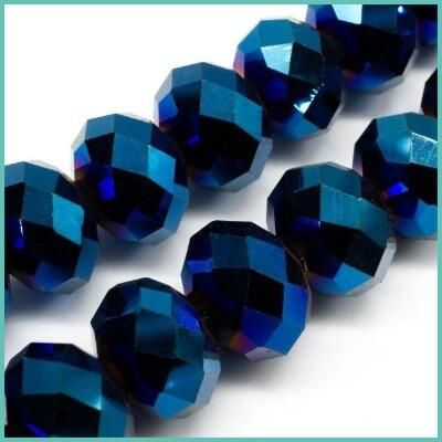 100Pcs Teal Glass Faceted Beads - 14x8mm Rondelle Spacers With 5mm Hole For DIY Jewelry Making - View #12
