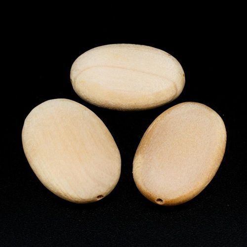 Wooden Bead   Flat Oval 30mm Natural 6pc 6 Pieces for jewellery making