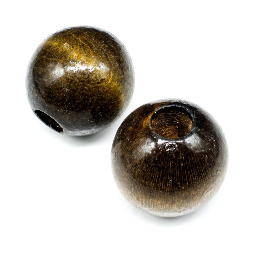 Wooden Bead   Round 29mm Dark Brown 4pc 4 Pieces for jewellery making