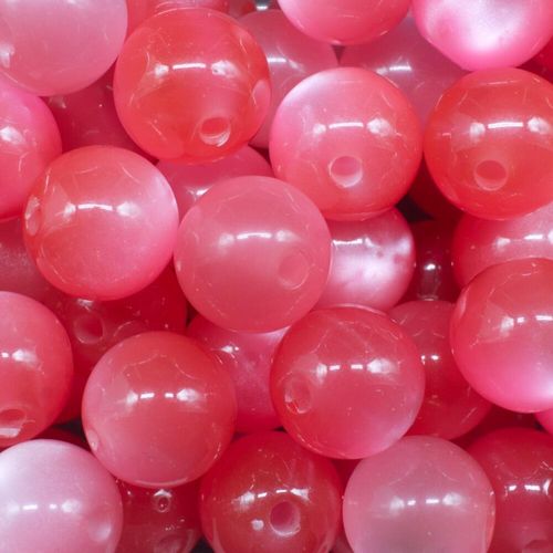 Acrylic Illusion Beads Round 13mm 15pcs   Pink for jewellery making