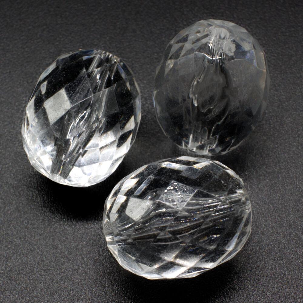 Acrylic Crystal Facet Rice Beads 21mm 6pcs   Clear for jewellery making