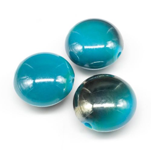 Acrylic Shadow Disc Beads 17mm 10pcs   Turquoise for jewellery making
