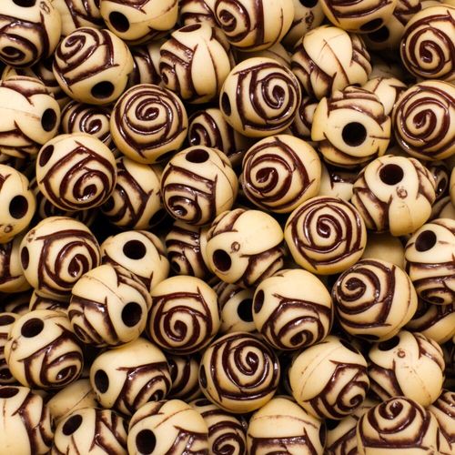 Acrylic Imatation Bone Round Beads 9mm 30pcs   Cream Rose for jewellery making