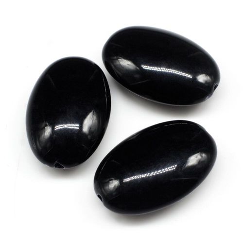 Acrylic Opaque Flat Oval 19mm 20pcs   Black for jewellery making