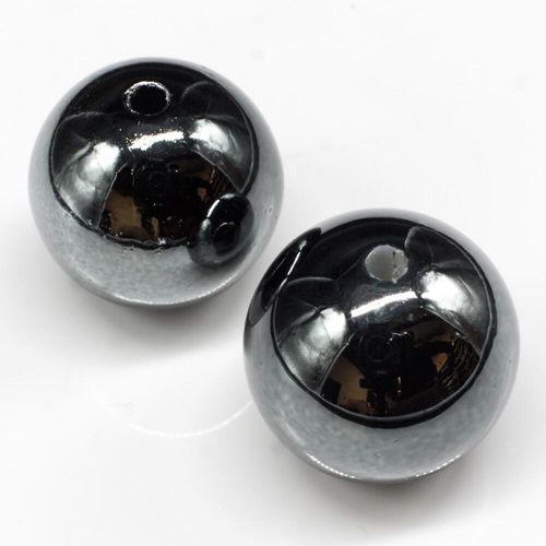 Acrylic Gunmetal Black Round Beads 23mm 3pc for jewellery making