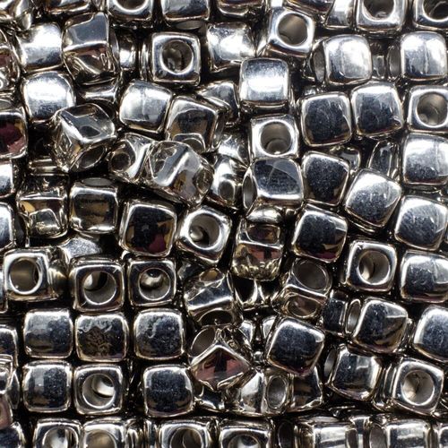 Acrylic Silver Cube Beads 6mm 50pcs for jewellery making