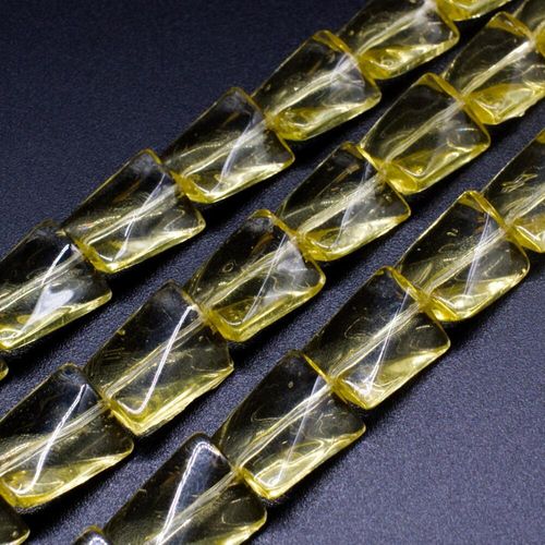 Glass Twisted Rectangle   15x11mm   Dark Citrine   20pcs for jewellery making