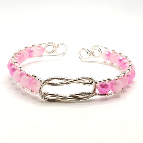 Camille Wire Bangles Pink Jade Colour jewelry making kit — DIY set with beads and instructions for creating handmade jewelry
