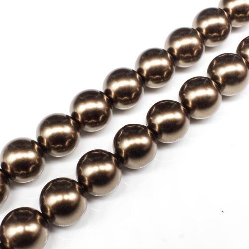 Glass Pearl Round Beads 12mm   Caramel for jewellery making