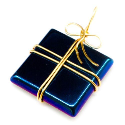 Wire Wrapped Christmas Presents blue jewelry making kit — DIY set with beads and instructions for creating handmade jewelry
