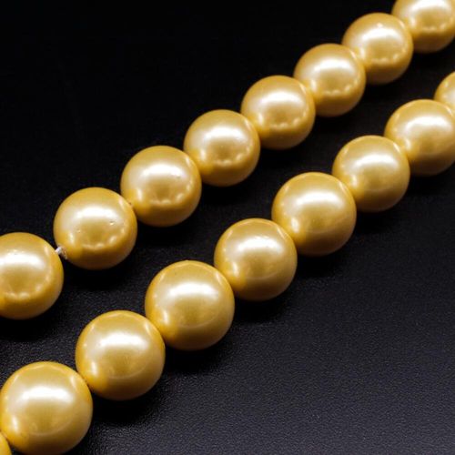 Sea Shell Pearl Beads 12mm Round Golden Yellow for jewellery making