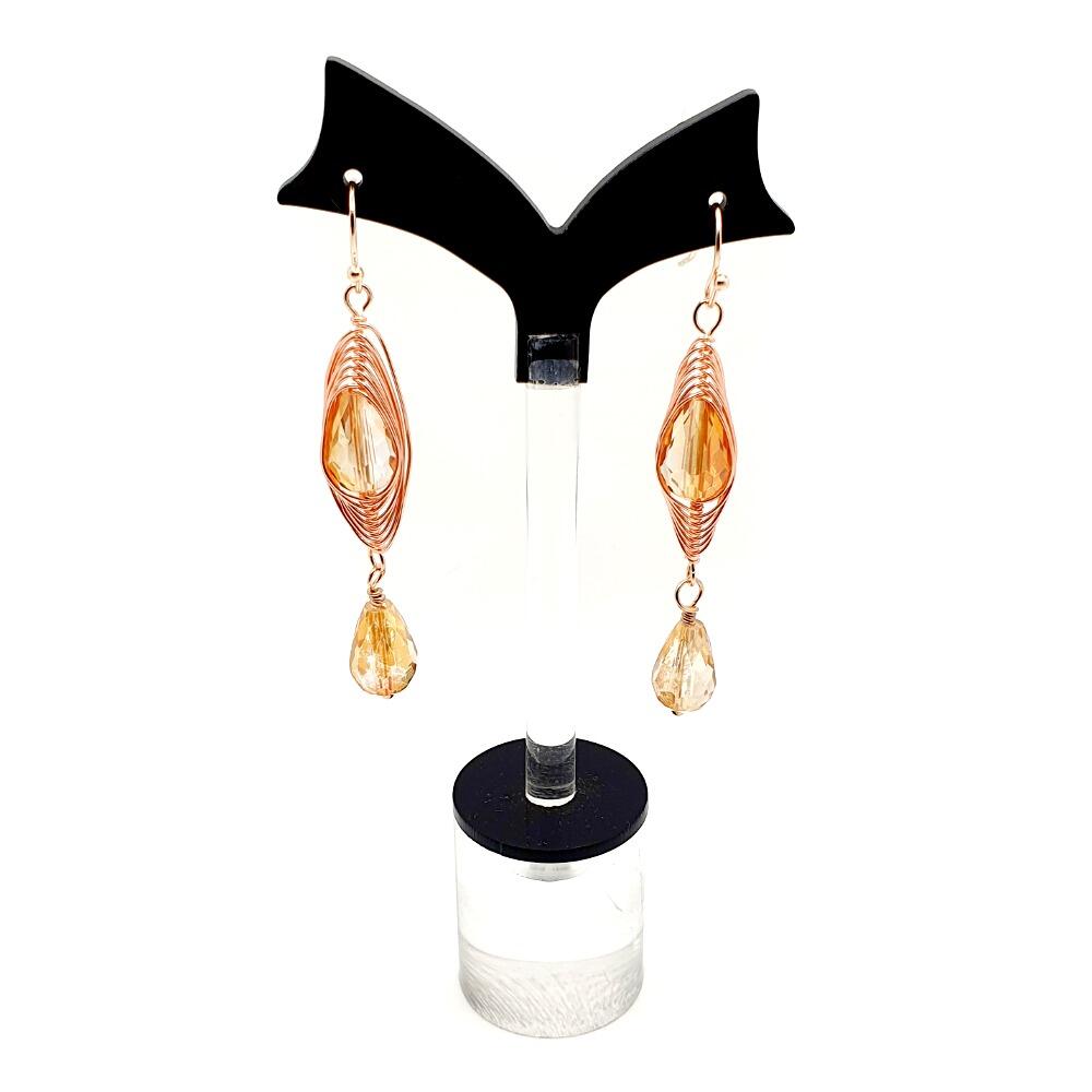 Christine Wire Earrings 2 Pairs burnt orange earring making kit — DIY set with beads and instructions for creating handmade jewelry