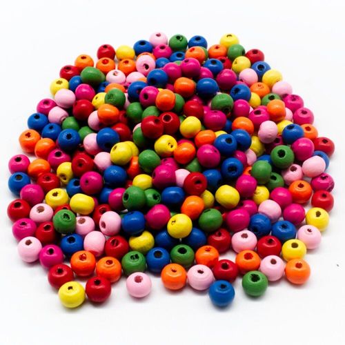 Colourful Wooden Beads   7mm round for jewellery making