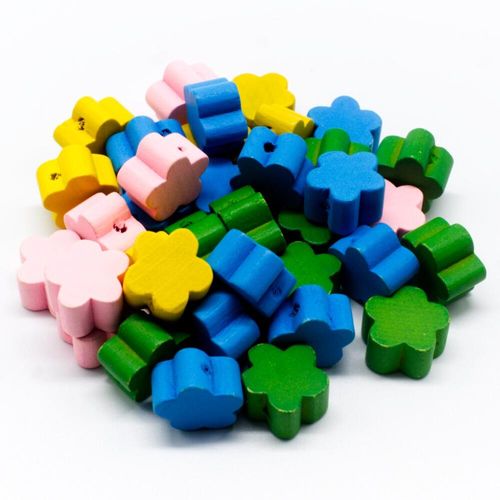 Wooden Beads Mixed Flower 16mm   30pcs for jewellery making