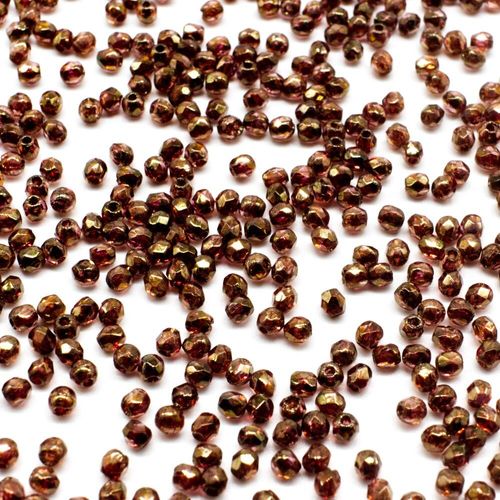 2mm Czech glass fire polished faceted beads luster rose gold topaz — pack of 100, high-quality faceted beads perfect for jewelry making a…