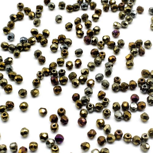 2mm Czech glass fire polished faceted beads iris brown — pack of 100, high-quality faceted beads perfect for jewelry making and beadwork…