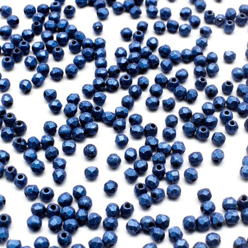 2mm Czech glass fire polished faceted beads met. suede blue — pack of 100, high-quality faceted beads perfect for jewelry making and bead…