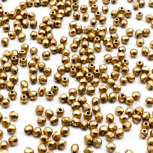 2mm Czech glass fire polished faceted beads matte metallic flax — pack of 100, high-quality faceted beads perfect for jewelry making and…