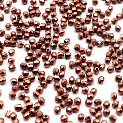 2mm Czech glass fire polished faceted beads matte metallic bronze copper — pack of 100, high-quality faceted beads perfect for jewelry ma…