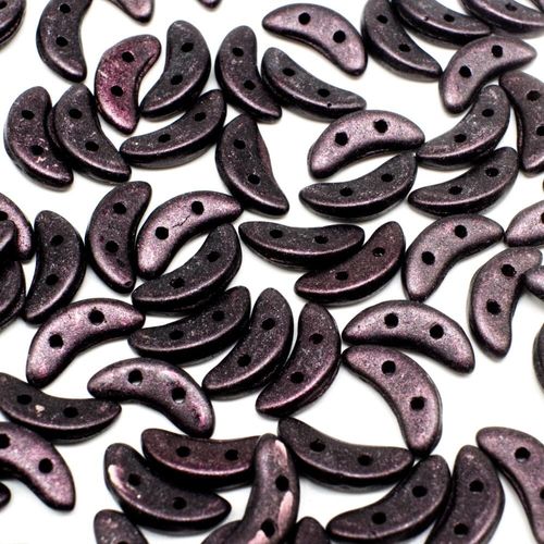 10mm Czech glass glass beads metallic suede dark plum — pack of 7, high-quality two-hole beads ideal for jewelry making, bead weaving, an…