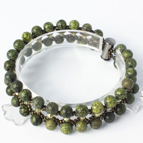 Serenity Gemstone Bracelet serpentine bracelet making kit — DIY set with beads and instructions for creating handmade jewelry