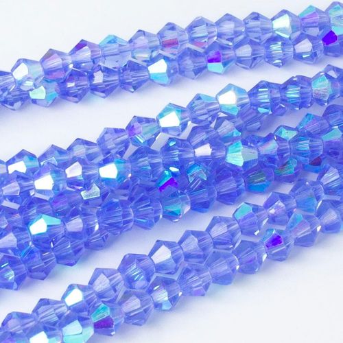 4mm crystal bicone beads blue ab — AB finish, faceted for jewelry making and beadwork