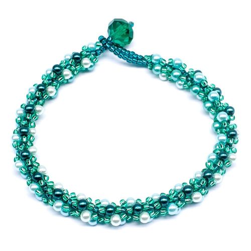 Sirena Sprial Bracelets Make 5 greens bracelet making kit — DIY set with beads and instructions for creating handmade jewelry