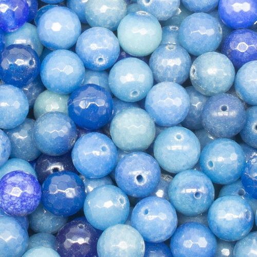 Dyed Jade 12mm Facet Round Beads Mix 30pc   Tropical Blue pack of 12 for jewellery making