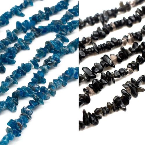 BC24 WK14 Gemstone Chips Kyanite & Obsidian 3mm for jewellery making