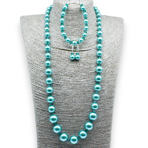 Graduated Pearl & Crystal Jewellery dark turquoise jewelry making kit — DIY set with beads and instructions for creating handmade jewelry