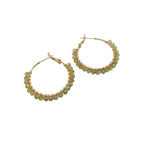 Soleil Crystal Hoop Earrings champagne olive earring making kit — DIY set with beads and instructions for creating handmade jewelry