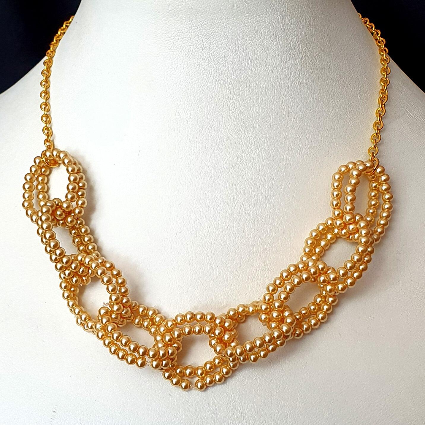 Juno Looped Pearl Necklace peach necklace making kit — DIY set with beads and instructions for creating handmade jewelry