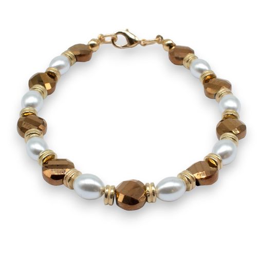 Crystal Coin Bracelet Makes 5 bronze bracelet making kit — DIY set with beads and instructions for creating handmade jewelry