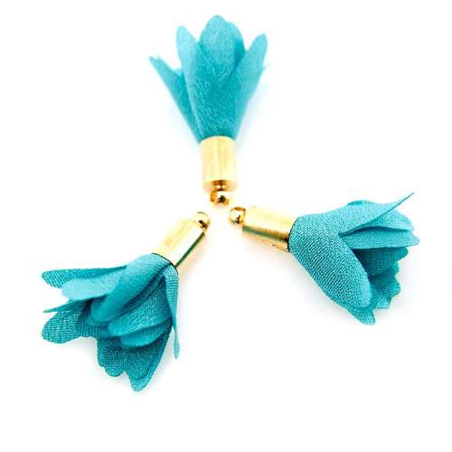Flower Tassel Tulip - Gold Tone Cap Caribbean Green 5pcs