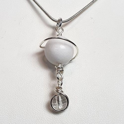 Andromeda Planet Pendant & Earrings white onyx earring making kit — DIY set with beads and instructions for creating handmade jewelry