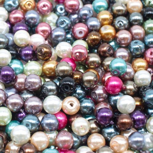 Glass Pearl Round Beads 6mm   Mixed 120pcs for jewellery making