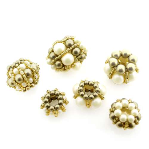 Satin Erudite Beads Bundle olive gold jewelry making kit — DIY set with beads and instructions for creating handmade jewelry